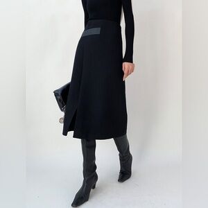 High Waist Tweed Asymmetric Wrap Midi Skirt|commense